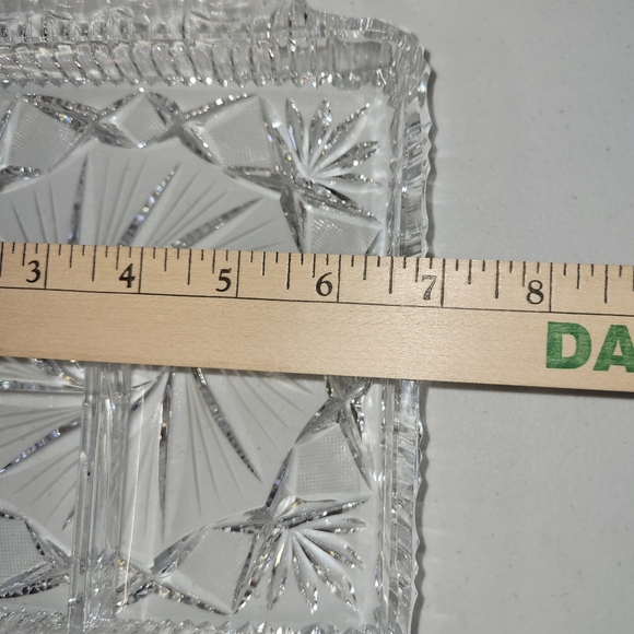 Vintage Lead Crystal Divided Serving Dish Bohemian Glass - Picture 8 of 8